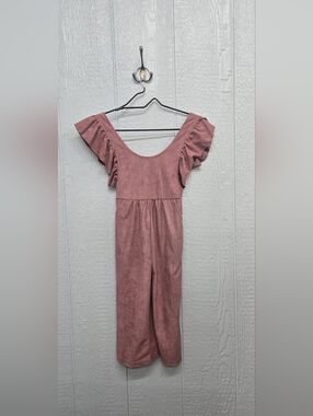 New Honey Bean Girls Size 6 Mauve Ruffle-Sleeve Jumpsuit